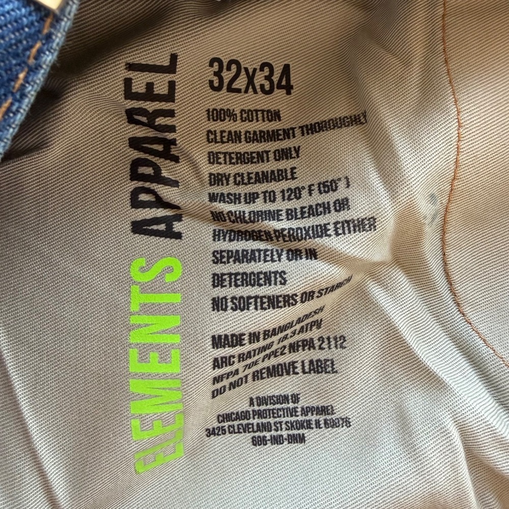 Elements FR Denim Jeans Men Size 32x34 Flame Resistant Workwear NFPA 2112 - Picture 7 of 16